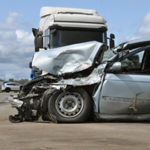 Car and truck accident