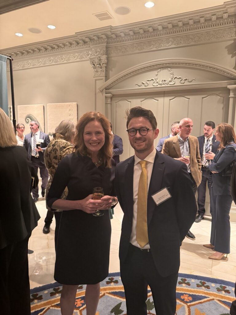 Darren T. Moore with U.S. Supreme Court Justice Amy Coney Barrett at the 2024 Irish Legal 100 reception