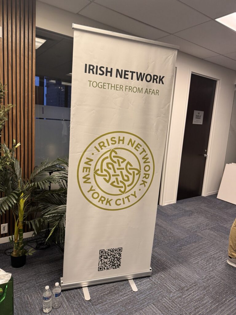 Irish Network NYC banner at the Bank of Ireland NYC Hub