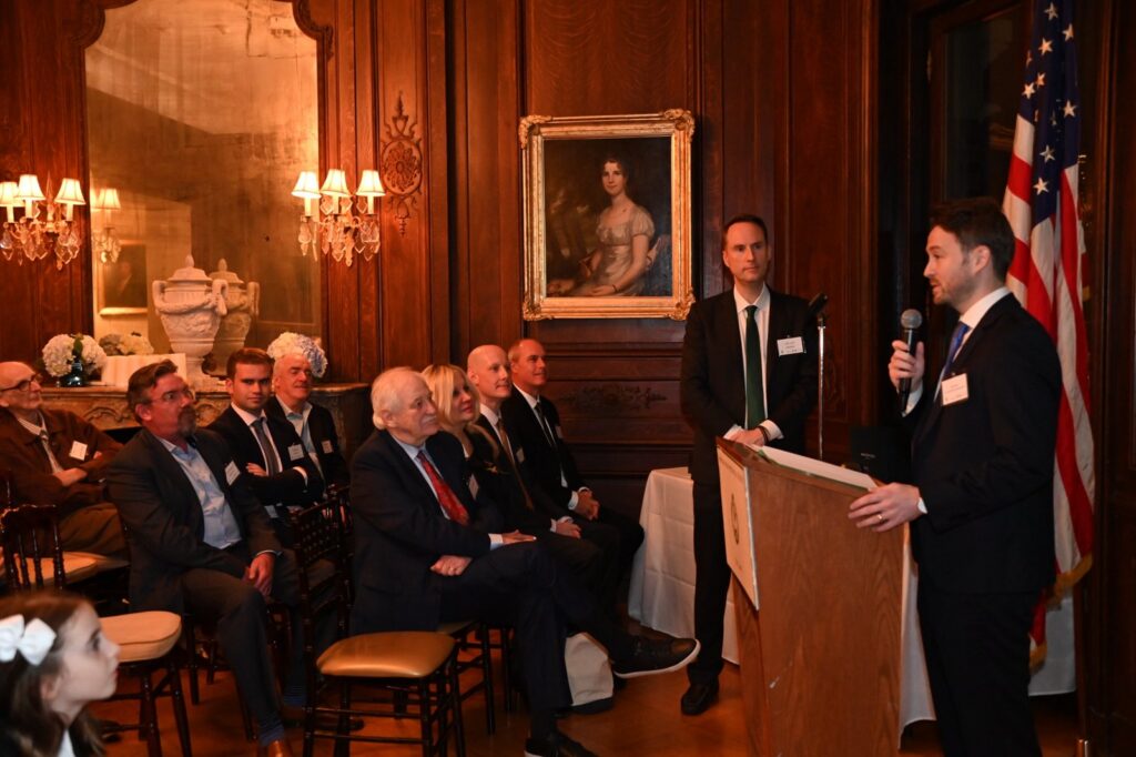 Darren T. Moore speaking at the IrishCentral Legal Elite Awards at the American Irish Historical Society